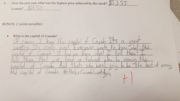 That's what a high school teacher in Missouri says happened in his class. The teacher shared a photo of his student's answer on Reddit with the caption 'This is why I teach.'