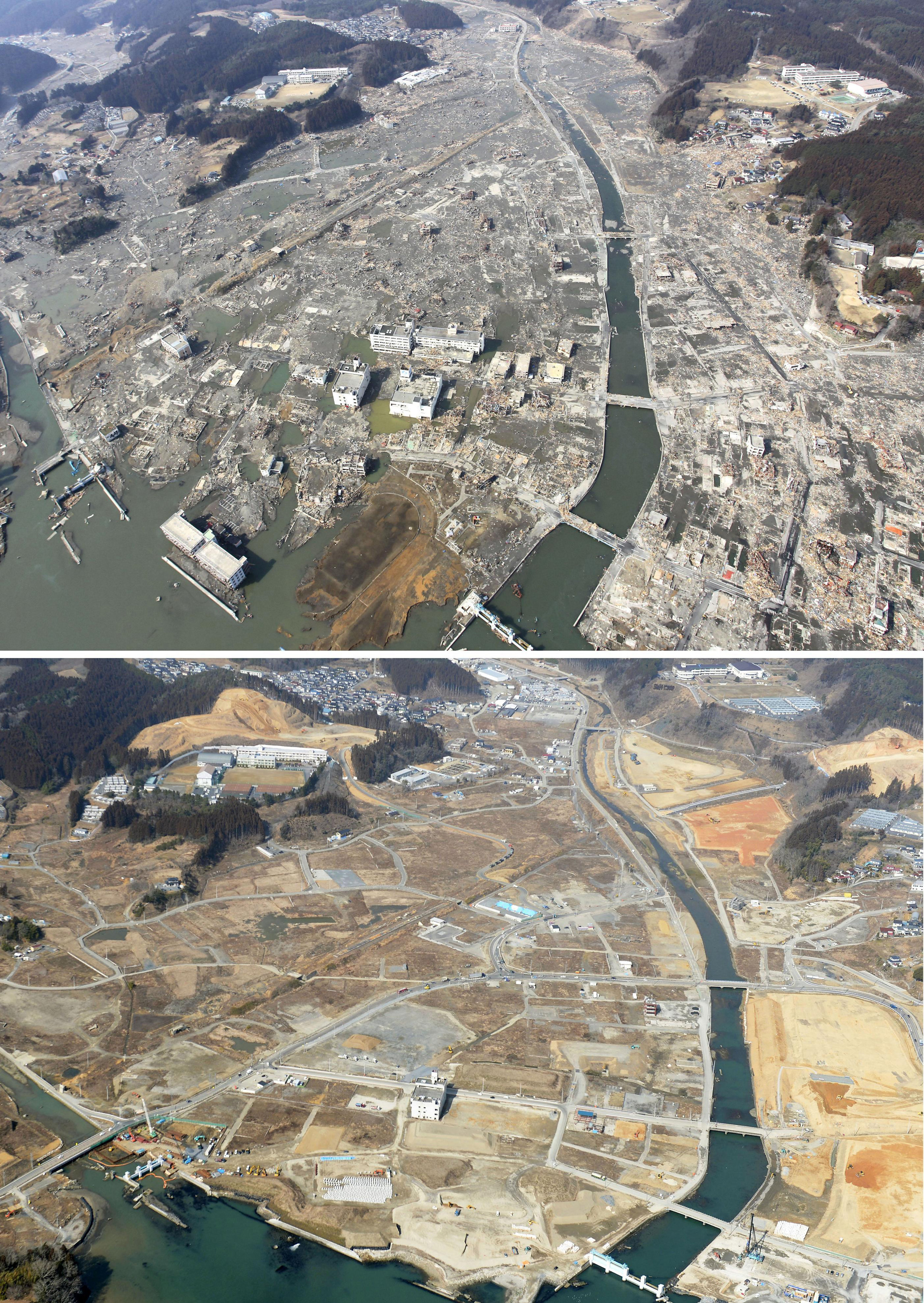 tsunami damage before and after