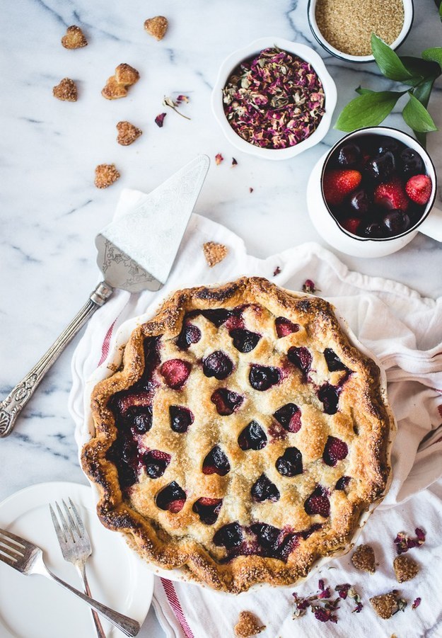 Cherry, Strawberry and Rose Pie