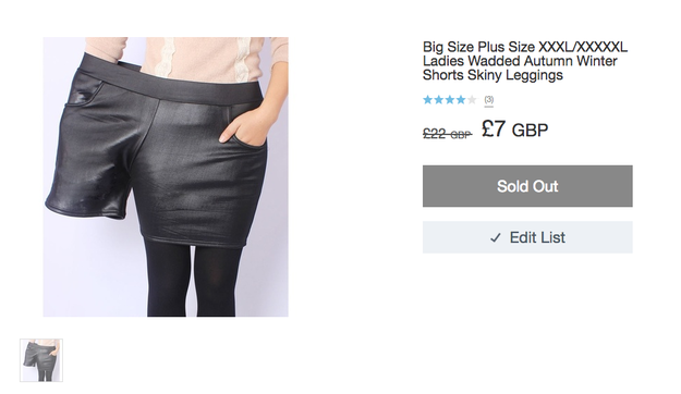 This is how fashion website Wish chose to advertise a pair of shorts designed for a plus-size woman.