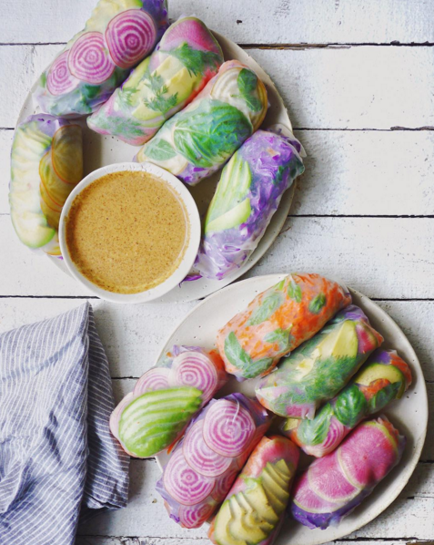 These psychedelic salad rolls.