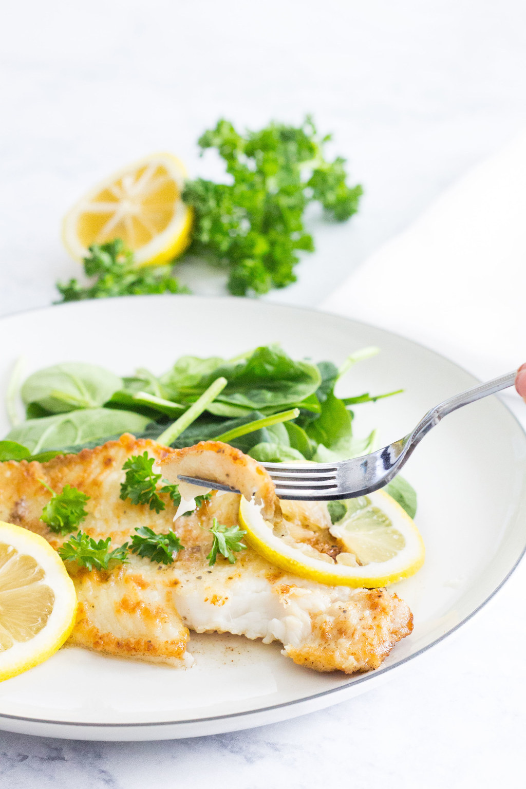 I have no idea how to pronounce it, but this Sole Meunière looks wonderfully light and fresh. Via Mon Petit Four