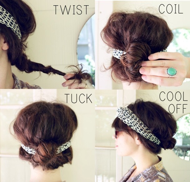 Cool down with a hair tuck made easy with the help of a headband.