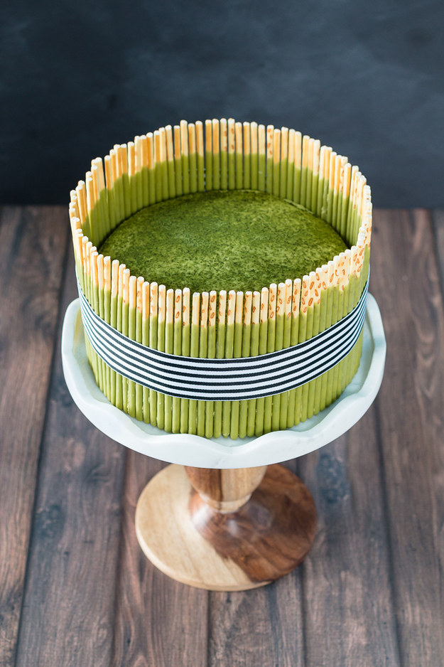 Chocolate Matcha Pocky Cake With Matcha Mousse