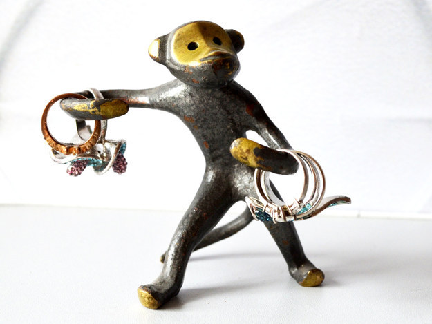 This brass monkey ring holder.