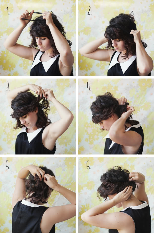 Throw on a headband and tuck all your hair through it for a super simple updo.