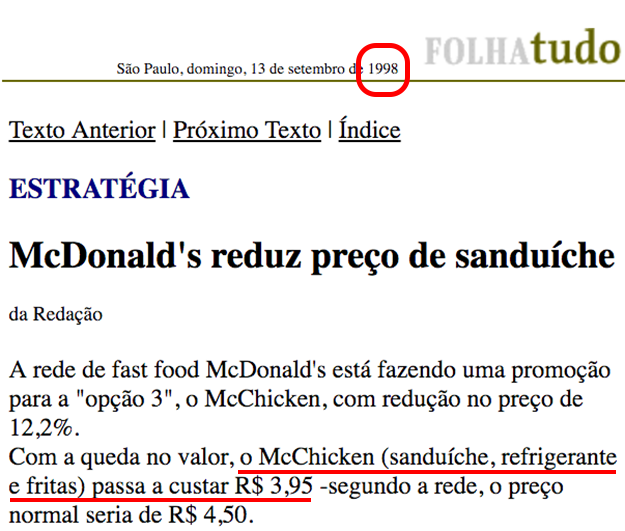 Atualmente, a McOferta do McChicken custa R$ 26,50.
