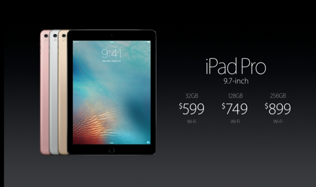 Apple's (Small) iPhone Event By The Numbers The new iPad Pro has a smaller screen: but can come with way more storage — some 256 gigabytes. It will set you back at least $899 however.