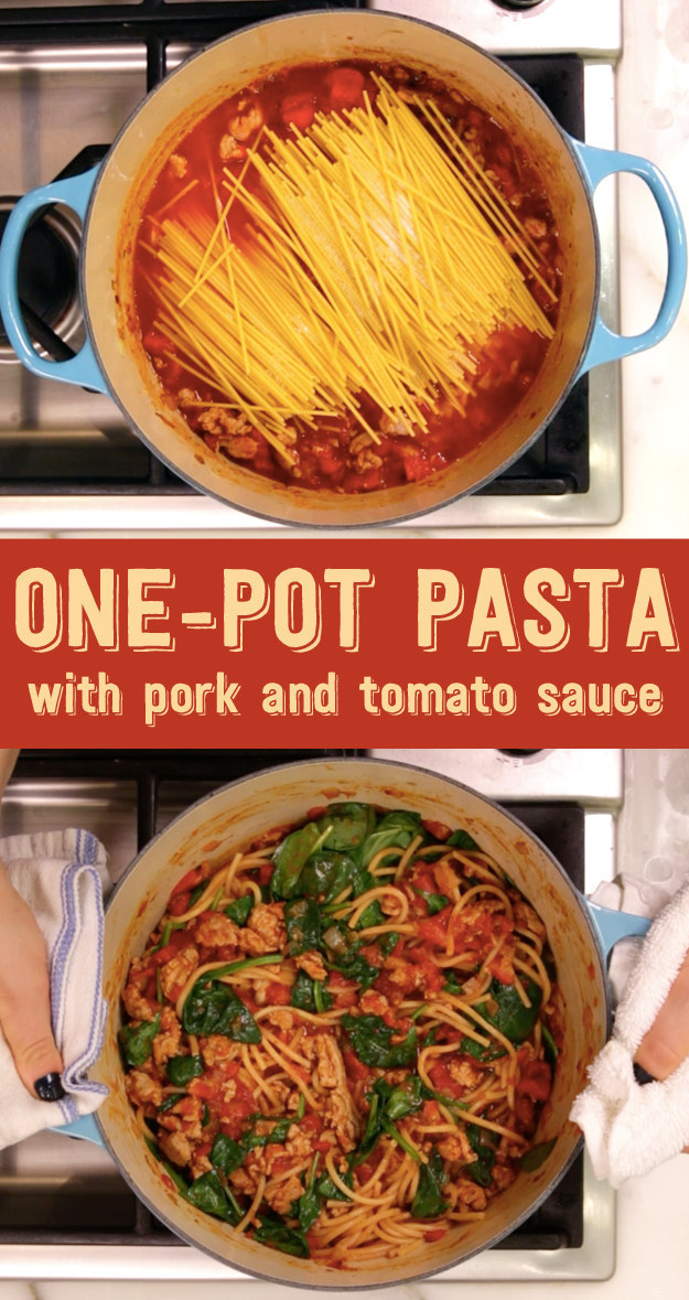 IDK about you, but dishes get me down at night. Solve it by making this one-pot wonder. Get the recipe and a how-to video here.