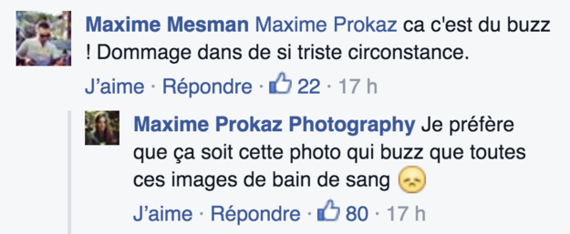 Et quand on l'accuse de «faire le buzz», le Bruxellois répond qu'il «préfère que ça soit cette photo qui buzze que toutes ces images de sang.»