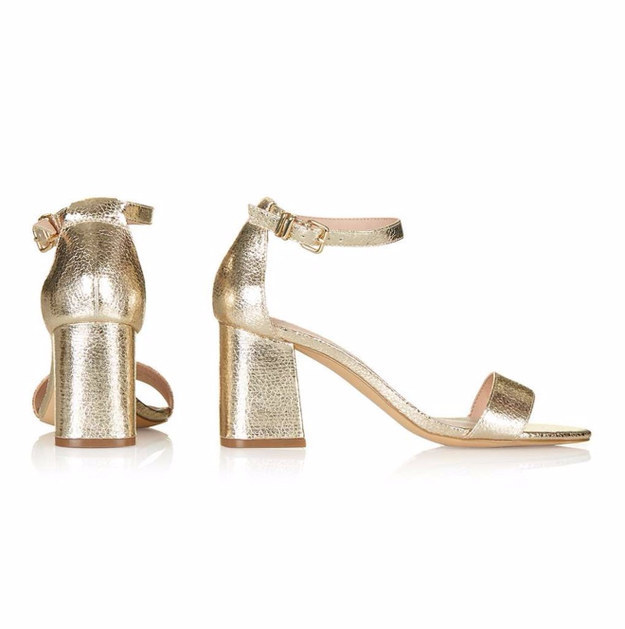 This metallic gold pair with a chunky heel.