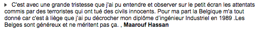 Ou cet autre: «La Belgique m'a tout donné.»