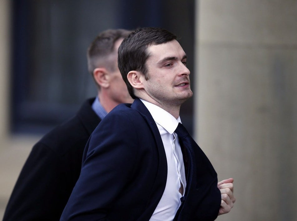 Adam Johnson arriving to be sentenced today. He attempted to avoid photographers by running into court.