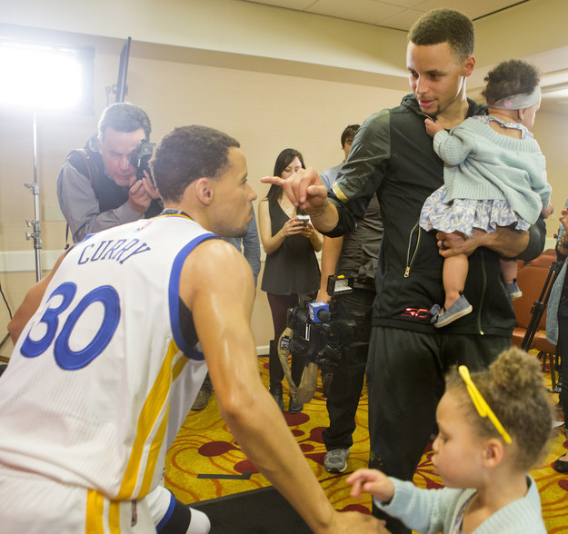 It's gotta be pretty scary to meet a wax version of your dad.