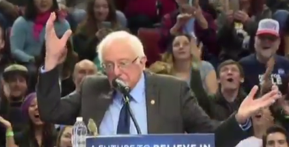 Bernie acknowledged the bird when it flew near the podium, but when it landed right in front of him...well, his reaction was PRICELESS.
