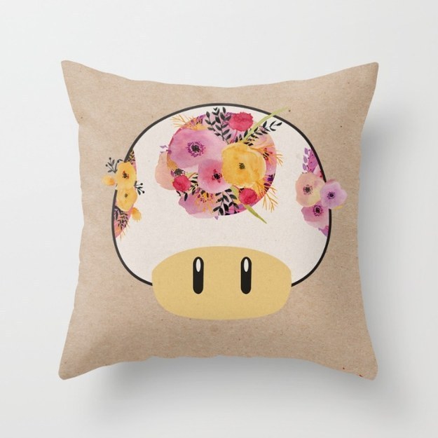 This flowery 1-Up throw pillow