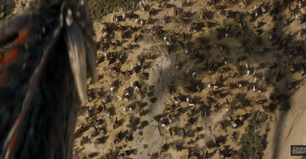 Then there's Drogon flying over the Dothraki, and we get a glimpse of his badass dragon shadow.