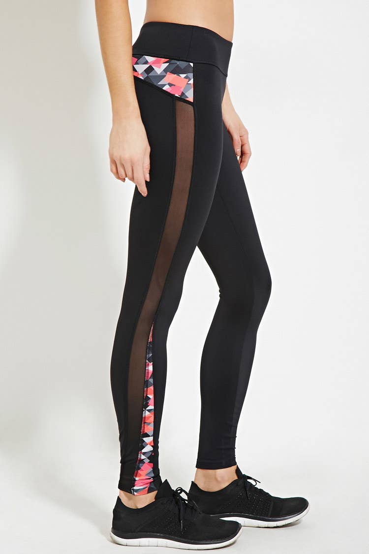 Forever 21 Taupe & Black Printed Leggings