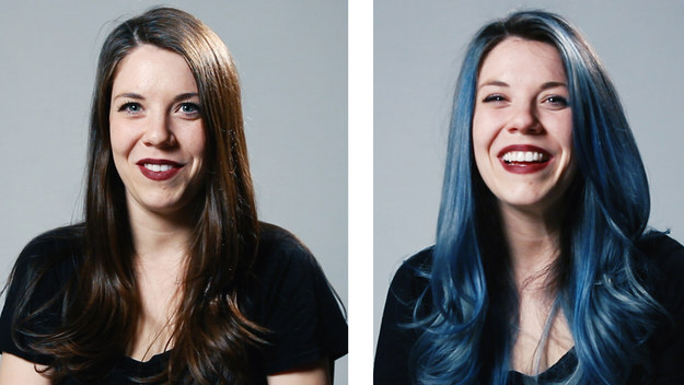 Hannah was given a denim dye to her luscious locks, and she looked pretty bomb.