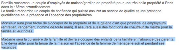 Les tâches que le couple devra effectuer sont très souvent classées selon le sexe: il y a celles que devra faire la femme, et celles que devra faire l'homme.