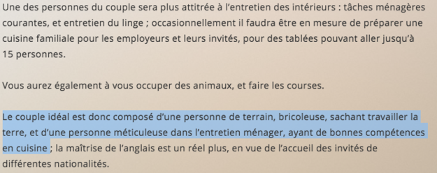 Il est pourtant possible de rédiger une annonce brève, en employant tout simplement des termes neutres. Certains employeurs le font, comme dans cet exemple.