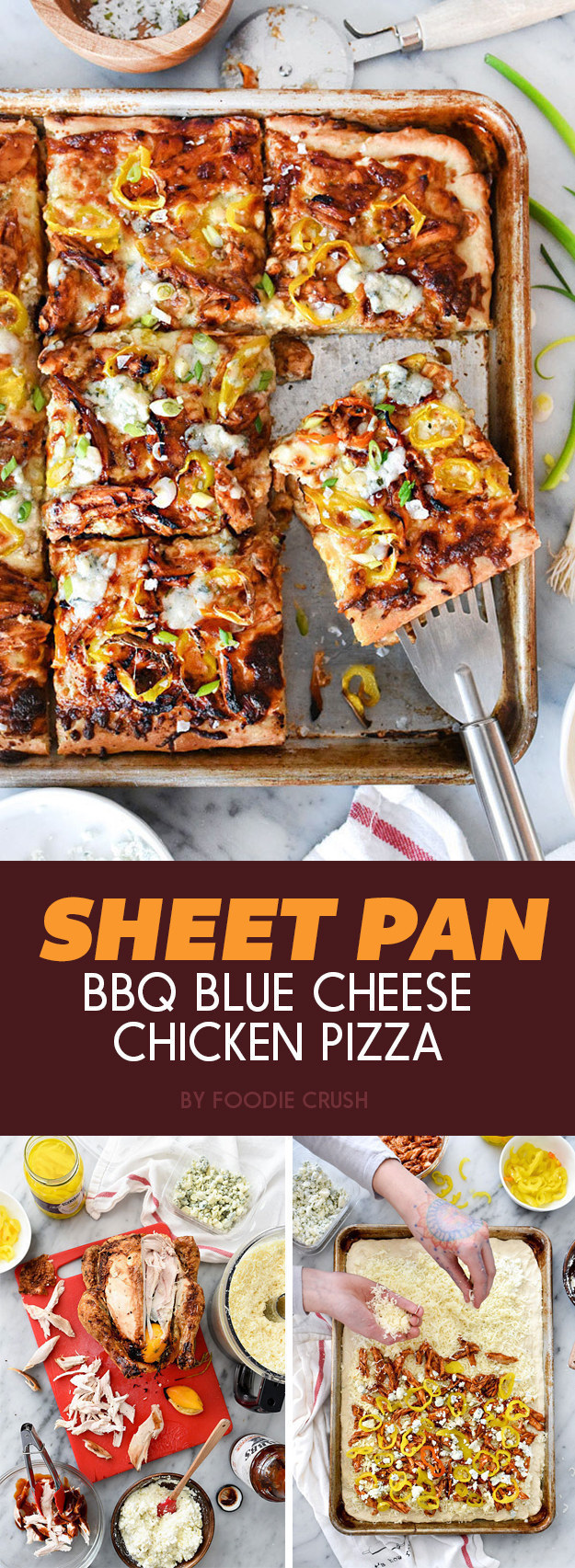 Hoja de barbacoa Pan de queso azul pizza de pollo