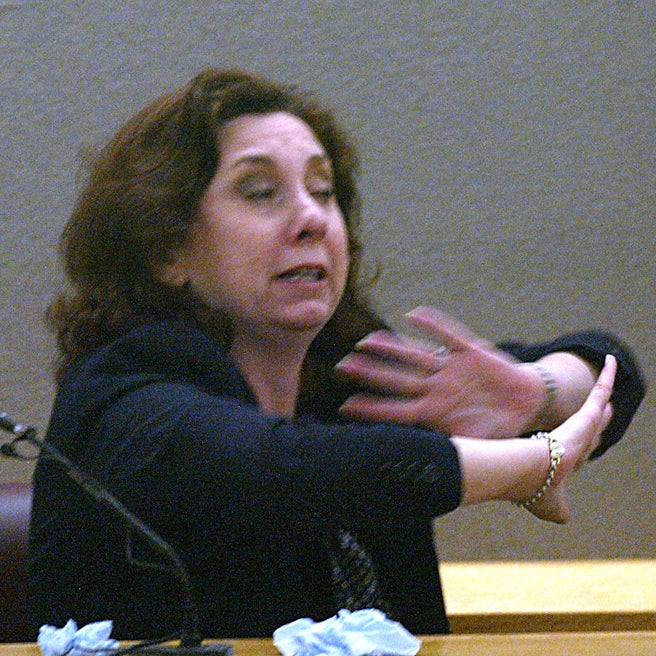Mary Jean Pearle, Battaglia's ex-wife, testifies during his trial