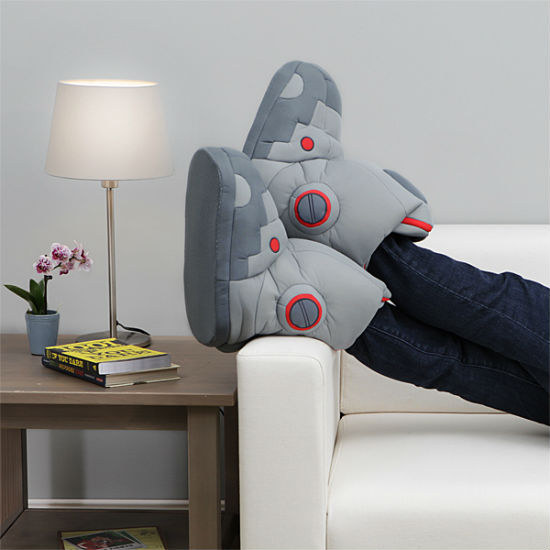Might as well get comfortable! Find these giant robot slippers on Amazon.