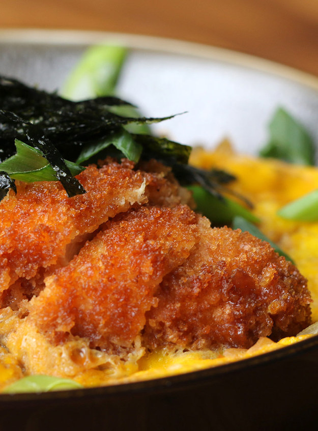 Fried Chicken And Egg Rice Bowl