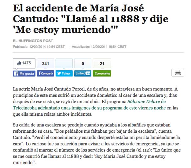 María José Cantudo llamando a los pelochos para decirles que se estaba muriendo.