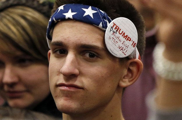 Travers’ costume represents the wall Trump wants to build along the U.S.-Mexico border to prevent illegal immigration.