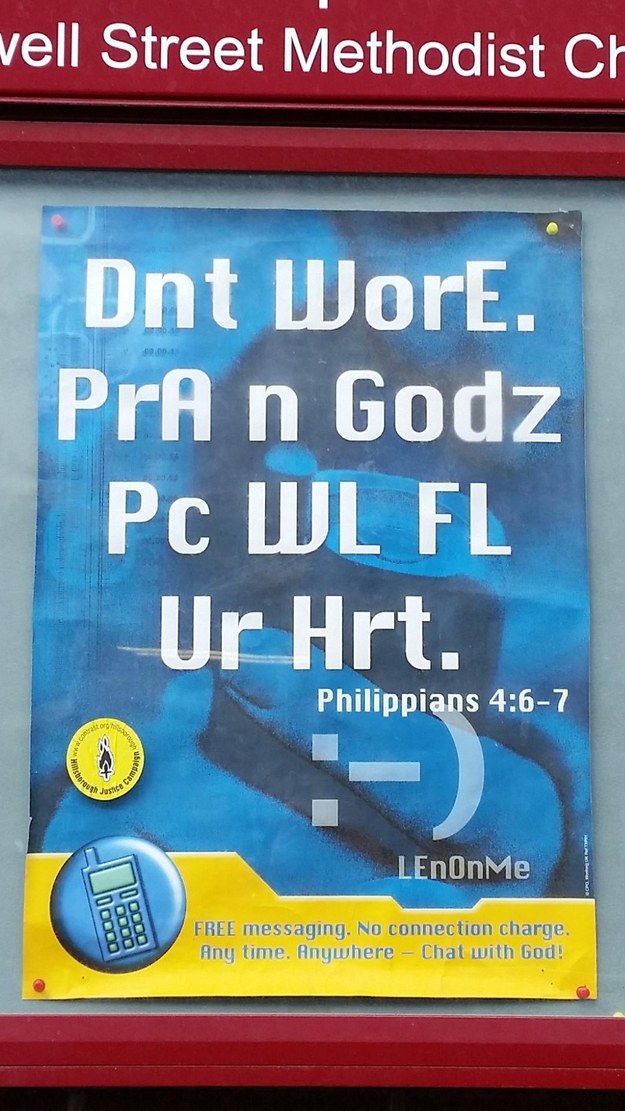 This church, that tried to get on board with the cool lingo.