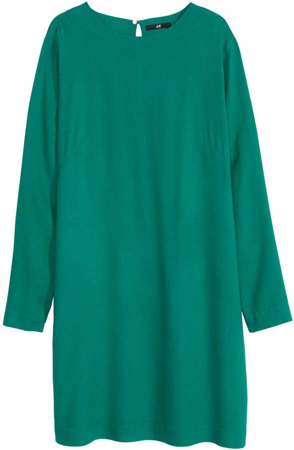 green emerald velvet dress Solid Black Long Sleeve Shift Dress – RileyRae Boutique main image 1