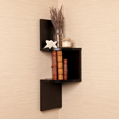 A zigzagged corner bookshelf that's perfect for tiny spaces.