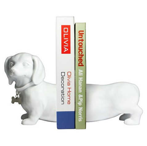 A dachshund bookend set.