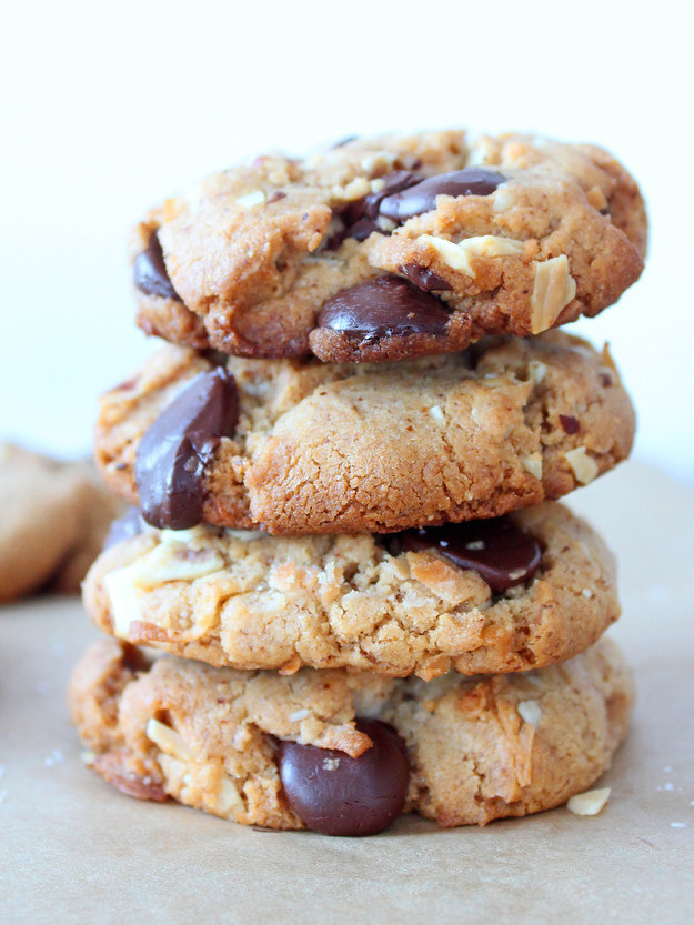 Almond Butter, Dark Chocolate and Coconut Cookies