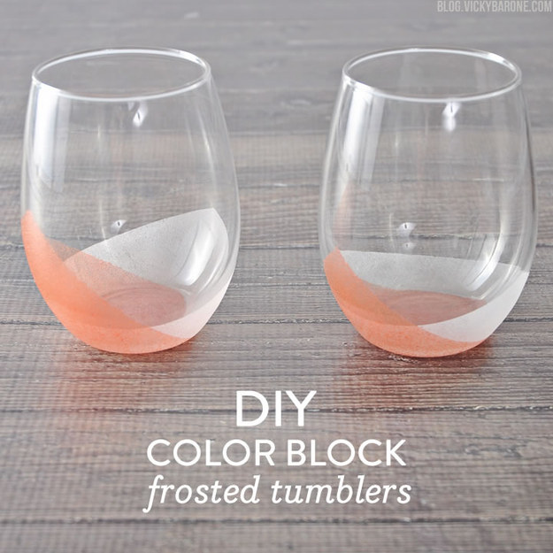 Instantly improve wine o'clock with colorblock frosted tumblers: