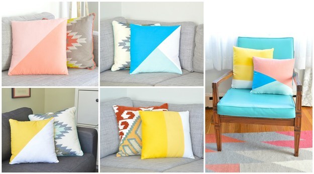 Easily shake up your living room by updating your throw pillows: