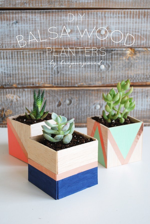 Craft some striking planters with geometric colorblocking: