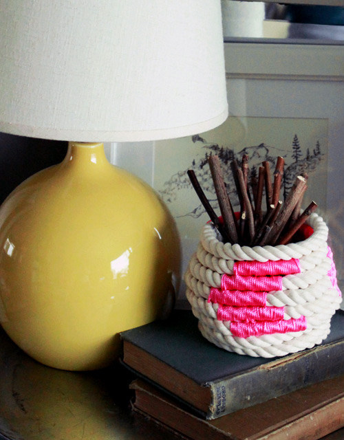 This coiled-rope basket is even cuter with a pop of color: