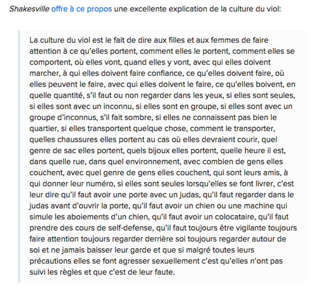 Lire notre article «La culture du viol, c'est quoi?»