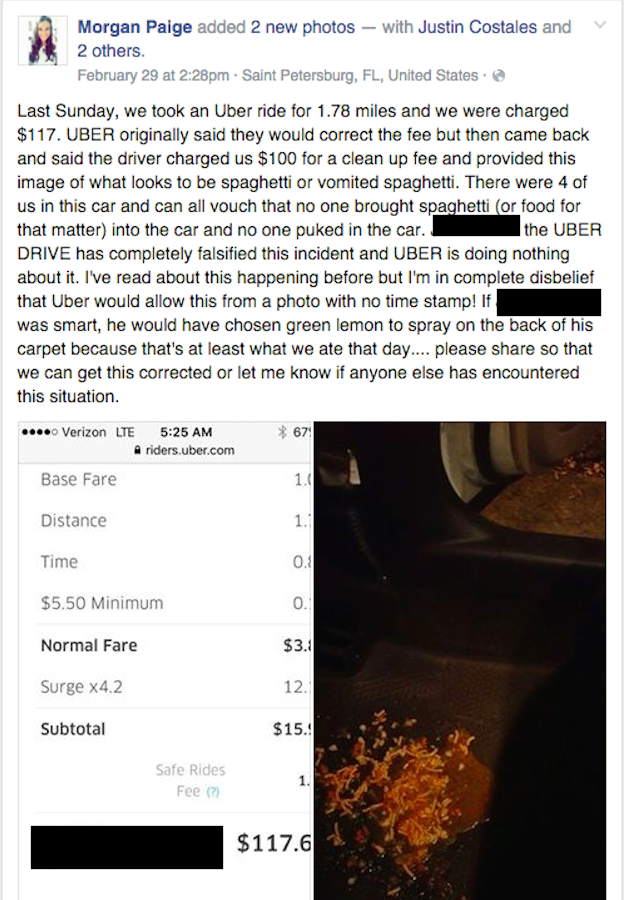 Uber Riders Say They Were Charged Massive Cleaning Fees For Messes They