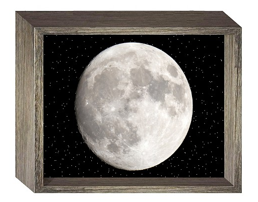 A framed piece of lunar art.