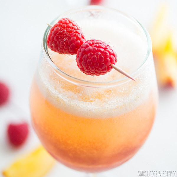 The person who decided that peaches and raspberries would be a good combo must have been a genius. Drink this if you need anymore proof. Recipe here.