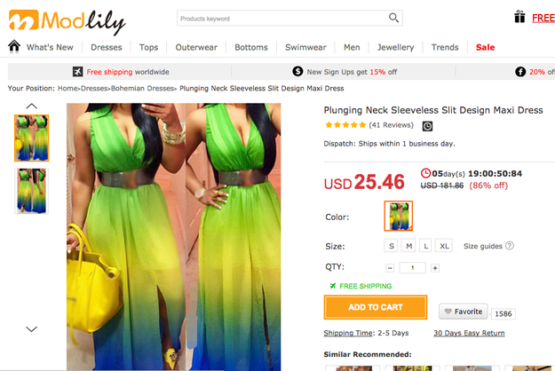 ModLily también usó la imagen en su sitio web, donde afirma vender el mismo vestido por $25,46.