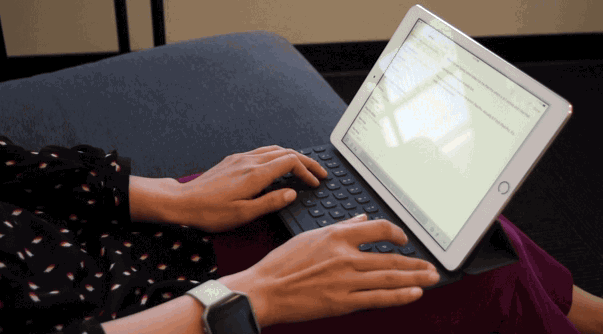 The Smart Keyboard is 150 bucks, which is not cheap. The pros: It's super lightweight, fun to type on, and snaps on easily via the magnet "smart connector" so you don't have to deal with the pain-in-the-ass that is Bluetooth. The cons: It's almost *too* lightweight. It felt wobbly on my lap while typing. There also aren't any shortcuts for volume controls or the home button, which would be super useful and seem probably not that hard to implement? I'd go for something more stable like Zagg's $130 Slim Book Keyboard (there's a more affordable $60 option, too). Because of its identical dimensions, the 9.7-inch iPad Pro can also fit all iPad Air 2 keyboard covers. Yay! (But they won't take advantage of the aforementioned smart connector.)