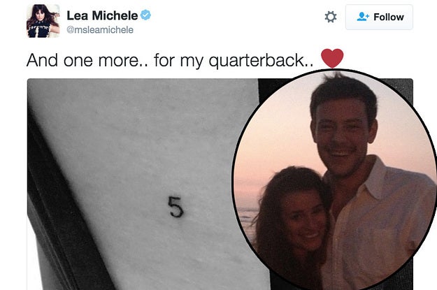 Lea Michele Gets A "5" Tattoo In Tribute To Cory Monteith