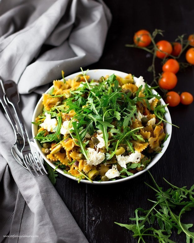 Hide it under a bed of arugula and mozzarella cheese.