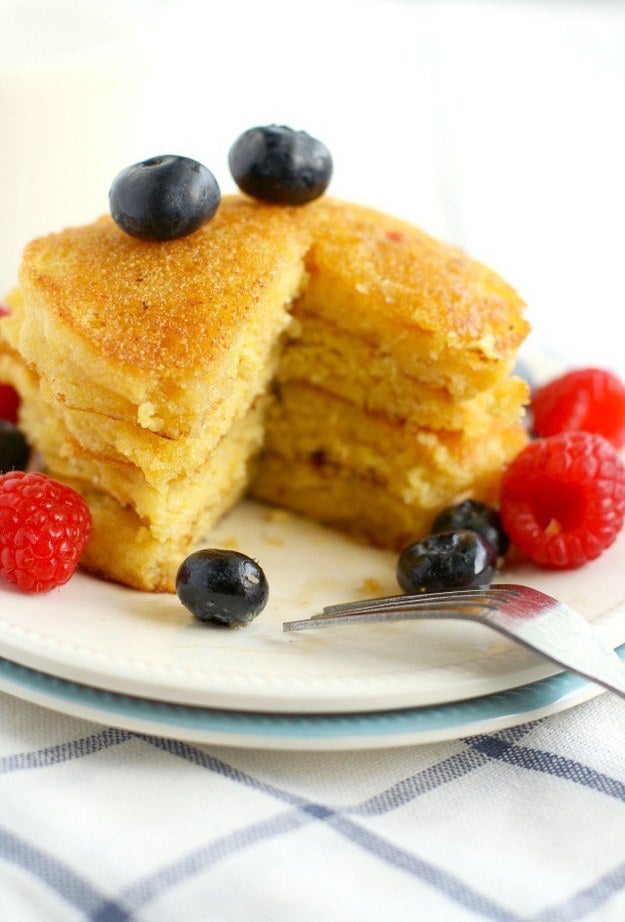 Cornmeal Pancakes With Fresh Berries
