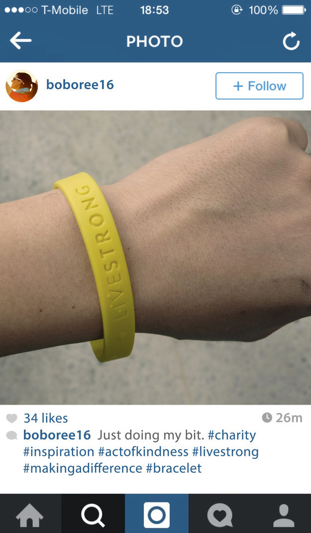 You could have displayed your charitable nature with a Livestrong bracelet.